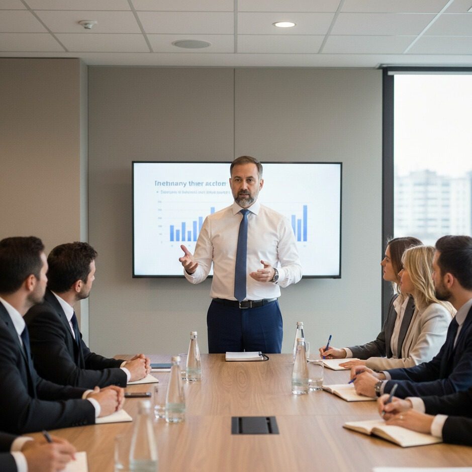 Dr. Shaun Gregory Morgan — Corporate Lawyer Dubai, Presenting to Team